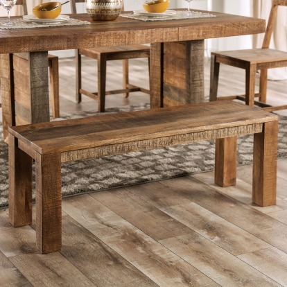 Galanthus Weathered Light Natural Tone 46"L Dining Bench Model FOA51033 by Furniture of America