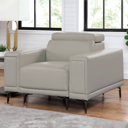 Furniture of America Brekstad Contemporary Leatherette Metal Solid with Wood Light Gray Chair Model FOA6476LG-CH-PK