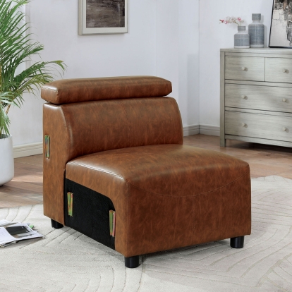 Holmestrand Brown Armless Chair Model FOA6484BR-AC by Furniture of America