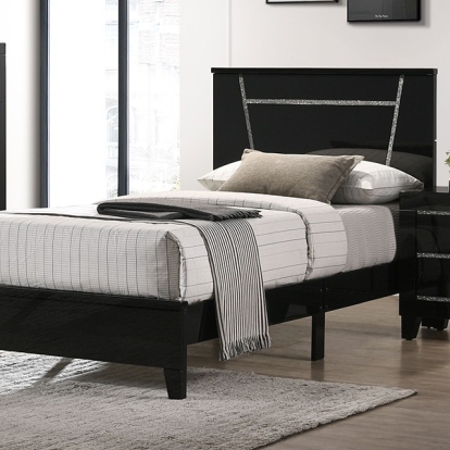 Furniture of America Magdeburg Contemporary Solid with Wood Veneer Black Bed Model FOA7038BK-Full Bed