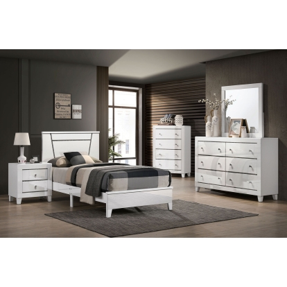 Magdeburg White 4 Piece Twin Bedroom Set Model FOA7038WH-T-4PC by Furniture of America