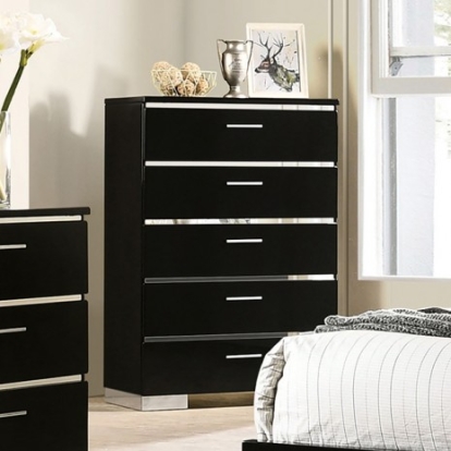 Furniture Of America Carlie Contemporary Metal, Solid Wood, Wood Veneer, Others Black Chest | FOA7039C