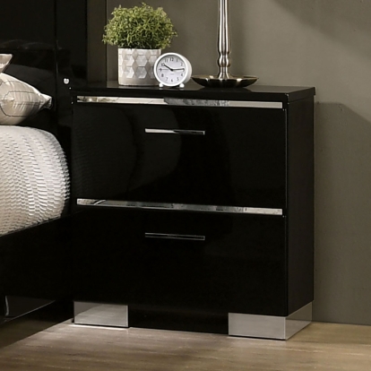 Carlie Black/Chrome Night Stand with USB Plug Model FOA7039N by Furniture of America