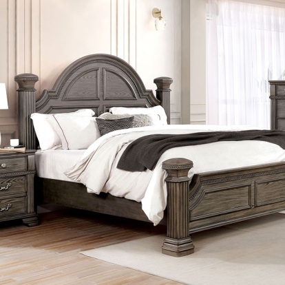Furniture of America Pamphilos Traditional Solid with Wood Veneer Gray Bed Model FOA7144GY-Queen Bed