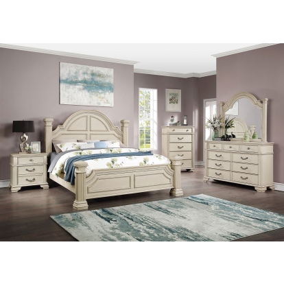 Pamphilos Antique White King Bed Model FOA7144WH-EK-BED by Furniture of America