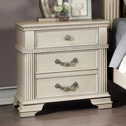 Furniture Of America Pamphilos Traditional Solid Wood, Wood Veneer, Others Antique White Night Stand | FOA7144WH-N