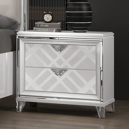 Furniture Of America Emmeline Contemporary Mirror, Solid Wood, Wood Veneer, Others White Night Stand | FOA7147WH-N