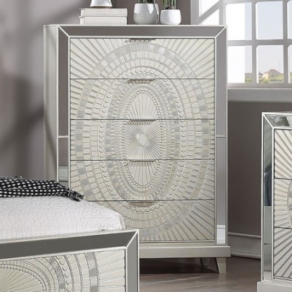 Furniture of America Valletta Glam Mirror Polyresin Solid with Wood Veneer Champagne Chest Model FOA7157C