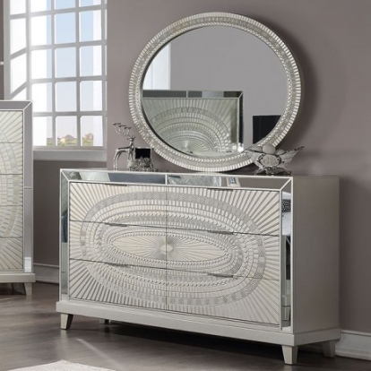 Furniture of America Valletta Glam Mirror Polyresin Solid with Wood Veneer Champagne Dresser Model FOA7157D