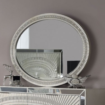 Furniture of America Valletta Glam Polyresin Solid with Wood Veneer Champagne Mirror Model FOA7157M