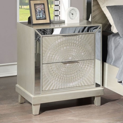 Furniture Of America Valletta Glam Mirror, Polyresin, Solid Wood, Wood Veneer, Others Champagne Night Stand | FOA7157N