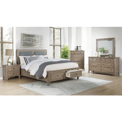 Anneke Wire-Brushed Warm Gray 4 Piece Queen Bedroom Set Model FOA7173Q-4PC by Furniture of America