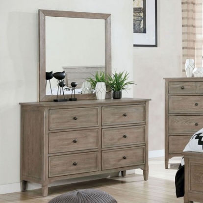 Furniture Of America Vevey Transitional Solid Wood, Wood Veneer, Others Wire-Brushed Warm Gray Dresser | FOA7175D