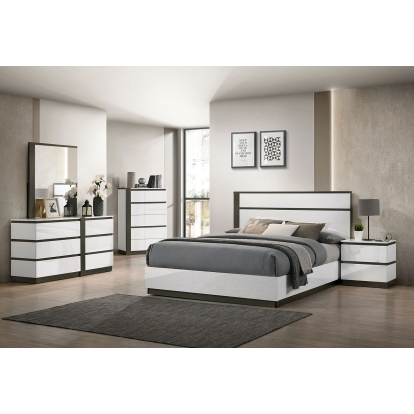Birsfelden White/Metallic Gray 4 Piece Queen Bedroom Set Model FOA7225WH-Q-4PC by Furniture of America