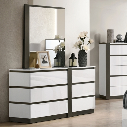 Birsfelden White/Metallic Gray Dresser Model FOA7225WH-D by Furniture of America