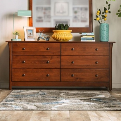 Furniture of America Keizer Mid-Century Modern Solid with Wood Dark Cherry Dresser Model FOA7603D-6D