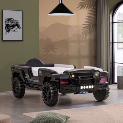 Furniture of America Randlar Novelty Abs Leatherette Black Bed Model FOA7724BK-BED