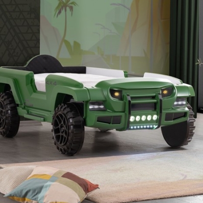 Furniture of America Randlar Novelty Abs Leatherette Matte Green Bed Model FOA7724GR-BED