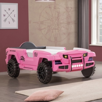 Furniture of America Randlar Novelty Abs Leatherette Pink Bed Model FOA7724PK-BED