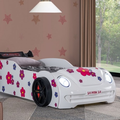 Furniture Of America Jourley Novelty Abs, Engineered Wood White Car Bed | FOA7732WH-BED