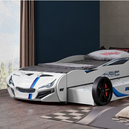 Furniture Of America Tracklite Novelty Abs, Engineered Wood White Car Bed | FOA7735WH-BED