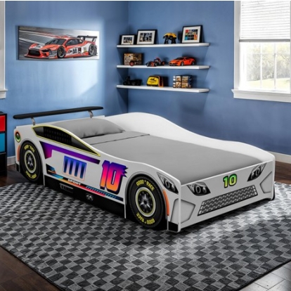 Furniture Of America Karsten Novelty Abs, Engineered Wood White Car Bed | FOA7739WH-BED