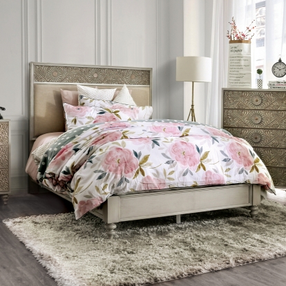 Jakarta Antique White/Beige Queen Bed Model FOA7882Q-BED by Furniture of America
