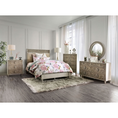 Jakarta Antique White/Beige 4 Piece Queen Bedroom Set Model FOA7882Q-4PC by Furniture of America