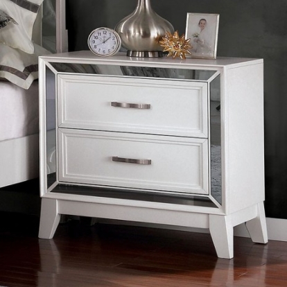 Furniture Of America Lamego Contemporary Mirror, Resin, Wood, Others White Night Stand | FOA7887N