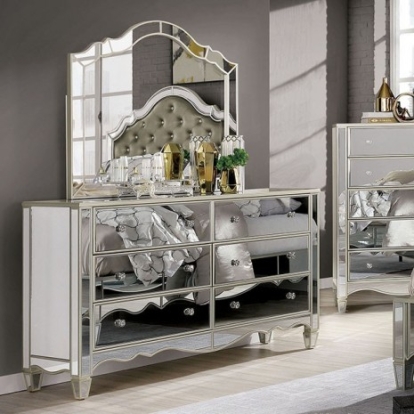 Furniture of America Eliora Glam Mirror Resin Solid with Wood Silver Dresser Model FOA7890D