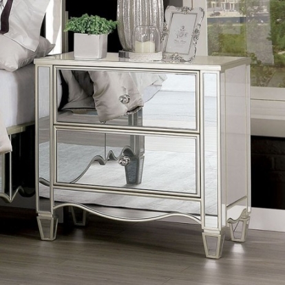 Furniture Of America Eliora Glam Mirror, Resin, Solid Wood, Others Silver Night Stand | FOA7890N