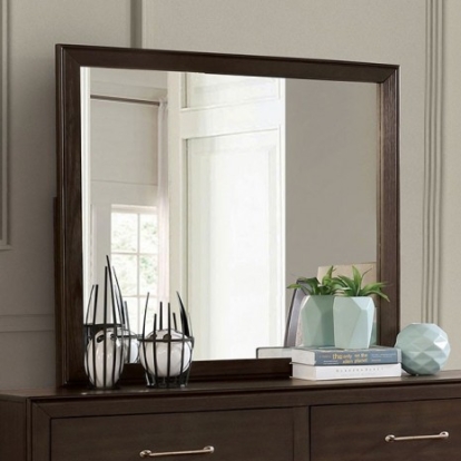 Furniture of America Jamie Transitional Solid with Wood Veneer Walnut Mirror Model FOA7917M