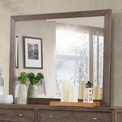 Furniture of America Tawana Transitional Solid with Wood Veneer Warm Gray Mirror Model FOA7918M