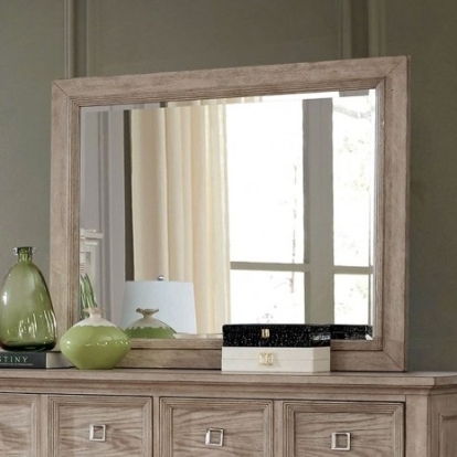 Furniture of America Lillian Transitional Solid with Wood Veneer Natural Tone Mirror Model FOA7925M