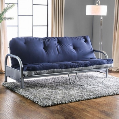 Furniture Of America Aksel Contemporary Cotton, Polyester Gray/Navy Futon Mattress | FP-2417NG