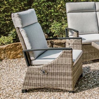 Furniture of America Antigua Contemporary Aluminum Faux Wicker Gun Metal-Brown-Gray Arm Chair Model GM-1005