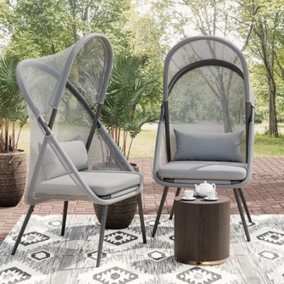 Furniture Of America Alverta Modern Polyester, Steel Light Gray Foldable Chair (2/Ctn) | GM-1014LG-2PK