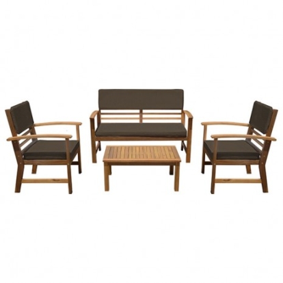Furniture of America Hana Rustic Acacia with Wood Polyester Brown-Natural 4 Pc. Patio Set Model GM-1020BR-4PK-LOVESEAT