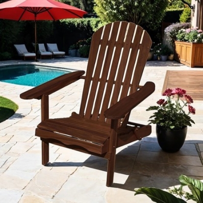 Furniture Of America Elk Rustic Eucalyptus Wood Dark Brown Adirondrack Chair | GM-1021DK