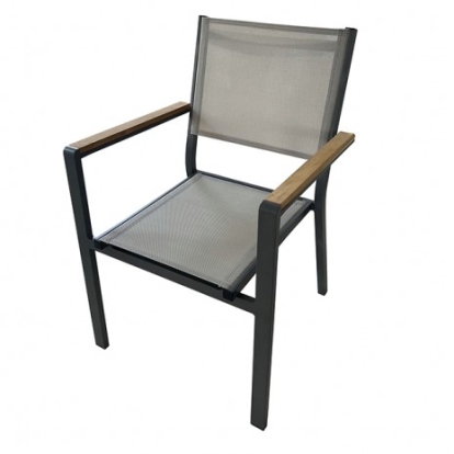 Furniture of America Mackay Contemporary Aluminum Fsc Certified 100% Teak with Wood Gun Metal-Natural Chair Model GM-2005