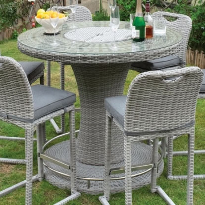 Furniture of America Cyprus Contemporary Aluminum Faux Wicker Gray Round Bar Table Model GM-2006-PK