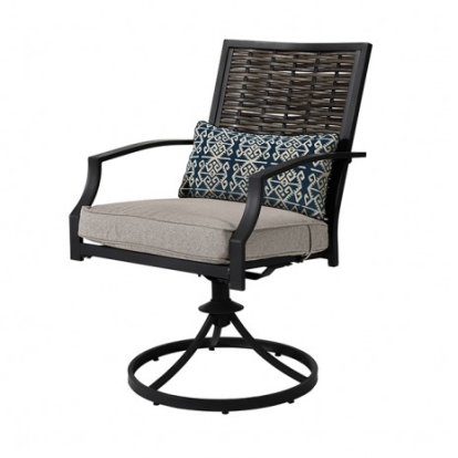 Furniture of America Sintra Contemporary Faux Wicker Steel Black-Gray Swivel Arm Chair (2-Ctn) Model GM-2010-2PK