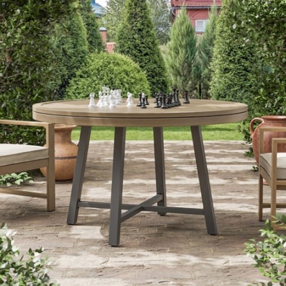 Furniture of America Lyon Contemporary Aluminum Outdoor Fabric Black-Natural-Brown Game Table Model GM-2018