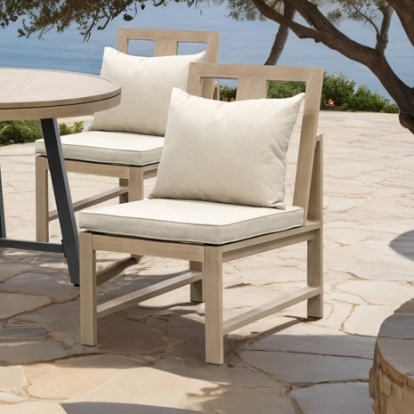 Furniture Of America Bordeaux Contemporary Aluminum, Polyspun Fabric, Stainless Steel Natural/Beige Armless Chair (2/Ctn) | GM-2020-2PK