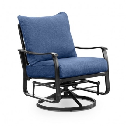 Furniture of America Segovia Transitional Ceramic Polyethylene Wicker Polyspun Steel Navy-Black Swivel Glider Arm Chair (2-Ctn) Model GM-2039-2PK