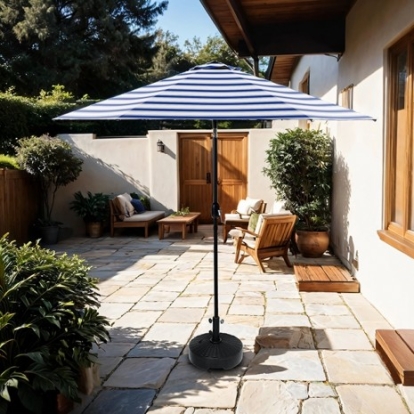 Furniture Of America Halo Contemporary Fabric, Metal Blue/White/Black Market Umbrella | GM-3002BL