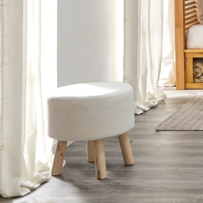 Furniture Of America Gates Contemporary Foam, Polyester, Solid Wood, Others White/Natural Footstool (2/Ctn) | GM-5010-2PK