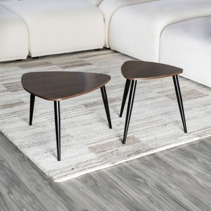 Furniture Of America Cove Contemporary Metal, Solid Wood Natural/Black Nesting Tables (2/Ctn) | GM-5014-2PK