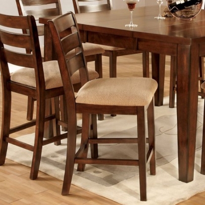 Furniture of America Priscilla Transitional Fabric Solid with Wood Veneer Antique Oak Counter Ht. Chair (2-Box) Model CM3111PC-DK-2PK