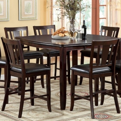 Furniture of America Edgewood Transitional Leatherette Solid with Wood Veneer Espresso Square Counter Ht. Table Model CM3336PT